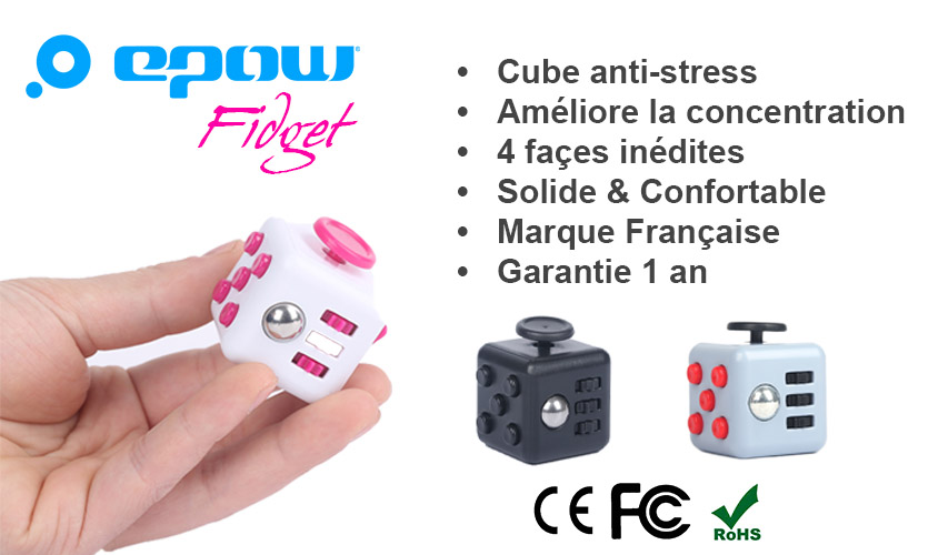 Fidget cube epow-garantie 1an-francais-CE-gadget anti stress