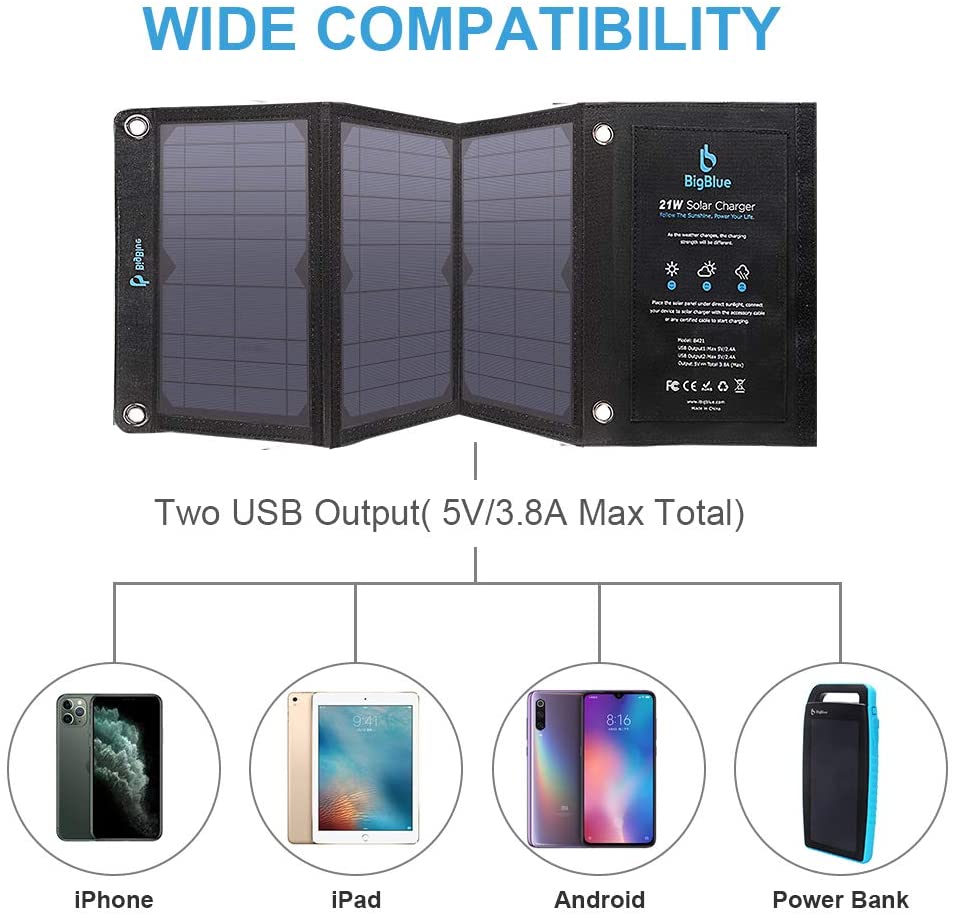 Panneau solaire 21W pliable USB