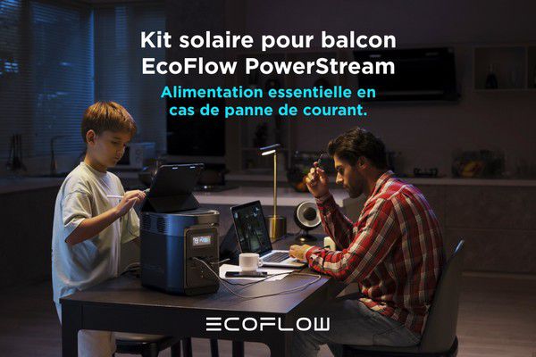 Kit solaire pour balcon Plug & Play EcoFlow PowerStream Le 1er kit solaire pour balcon avec une station électrique portable pour le stockage d'énergie