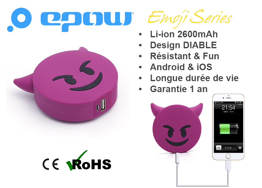 epow emoji series diable batterie externe licorne caracteristiques