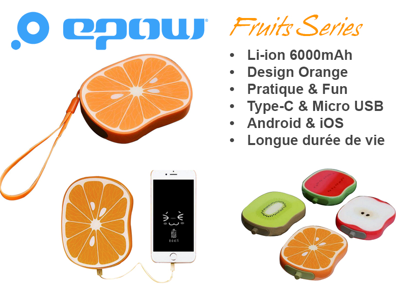 epow fruits emoji series orange batterie externe orange caracteristiques