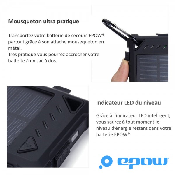 Batterie externe solaire 8000 mAh publicitaire POWEREIGHT